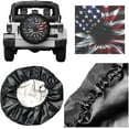 thumbnail image 3 of PISONIC American Flag Flower Spare Tire Cover Weatherproof Universal Wheel Protectors for RV Camper Travel Trailer SUV Truck 14 inch, 3 of 7