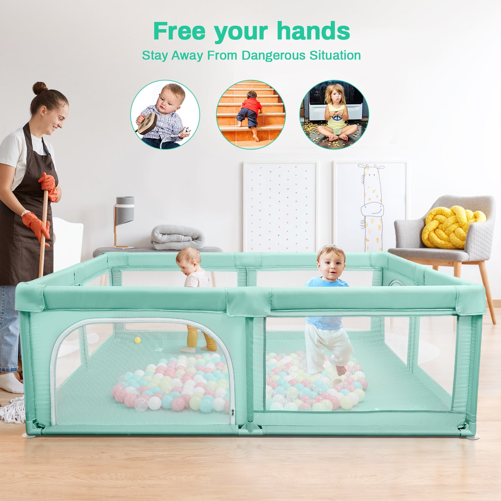 Buy Baby Playpen for Toddler ,Keenstone 81 x 61 inch Large Baby Playard