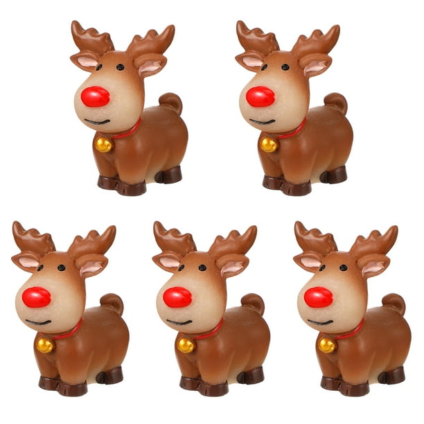 5 Estatuas de reno Cartoon Cantler Deer Elk Pattern Figurine Cake Topper Oro de escritorio decorativo para niños Estilo de niños 1