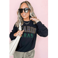 thumbnail image 6 of Women's Black Rhinestone Mardi Gras Letter Graphic Drop Shoulder Sweatshirt - [ZhiHiMeRi] | (US 20-22)2XL, 6 of 8