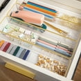 thumbnail image 6 of Martha Stewart Kerry 8 Pack Plastic Stackable Office Desk Drawer Organizers with Gold Trim, 9" x 3", 6 of 10