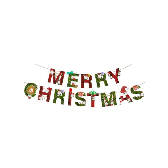 Christmas Party Banner Garland – Colorful Paper Letter Hanging Decoration with Santa, Snowman, Tree – Merry Christmas Garland for Home, Office, Classroom, Holiday Party
