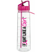 Fight Like a Girl Breast Cancer Water Sports Bottle Slimkim II Motivational Time Marker With Measurement Goals 30 Oz