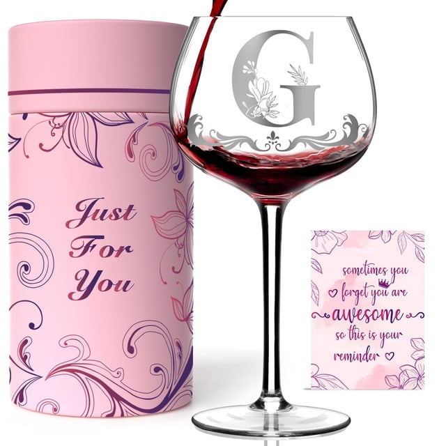 Copa de vino Gumry con monograma personalizado con iniciales de la A a la Z, 480 ml