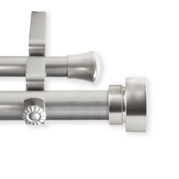 Contemporary Home Living 50.25" Silver Solid Contemporary Double Curtain Rod