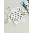 thumbnail image 3 of Bagilaanoe Toddler Baby Girl Boy Knitted Sweater Long Sleeve Stripe Pullover 6M 12M 18M 24M 3T 4T Kids Warm Jumpers Tops Fall Loose Knitwear, 3 of 7