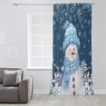 thumbnail image 3 of Blue Snowman Christmas Semi Sheer Curtains Drapes for Living Room,Bedroom,French Doors Window 108 Inches Long,Xmas Winter Snowflake Navy Blue Rod Pocket Chiffon Curtain Drapery Voile Draperies Panel, 3 of 6