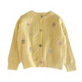 thumbnail image 5 of Acaics Girls Cable Knit Cardigan, Long Sleeve Crew Neck Button Down Cute Embroidery Sweater with Pockets for Fall Winter, 5 of 8