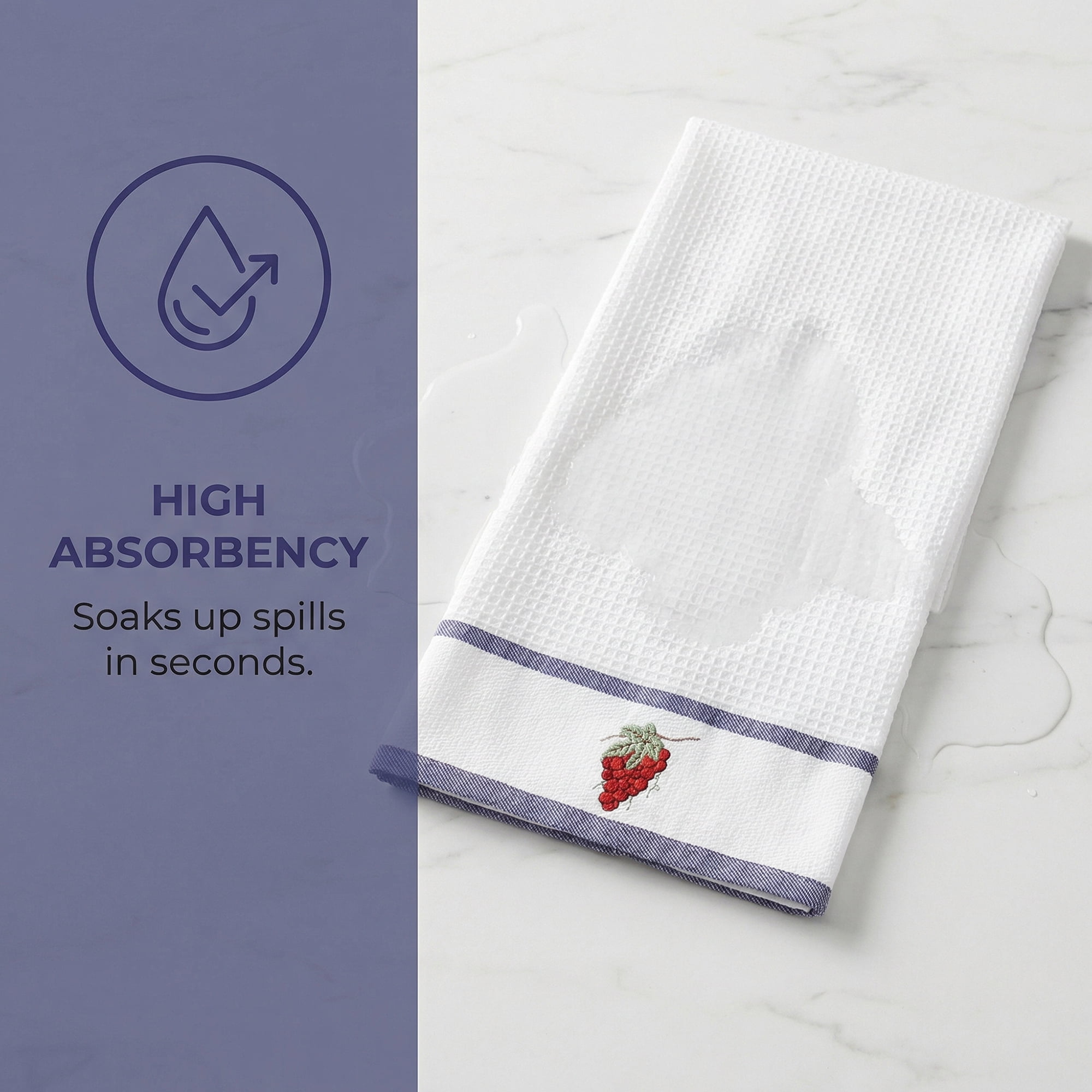 Unique Bargains 4 Pack Cotton Absorbent Dish Towels White Grapes/White Carrots 25" x 15"