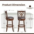 thumbnail image 3 of Costway Set of 4 Swivel Bar Stools Bar Height Dining Pub Chairs with  Rubber Wood Legs, 3 of 10