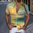 thumbnail image 2 of Camisas Cuello De Hombre Hombres Casual Manga corta Primavera Verano Turndown Neck 3D Impreso Camisas Moda Top Blusa Camisas (Green, L), 2 of 4