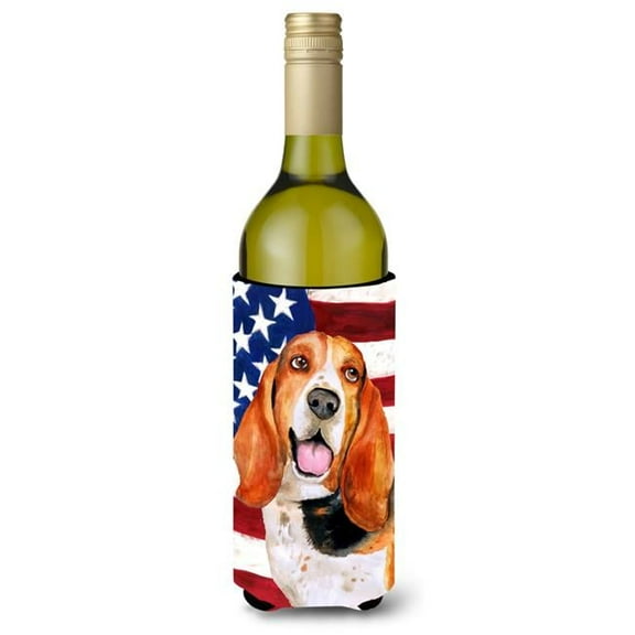 Basset Hound Patriotic Wine Bottle Beverge Insulator Hugger