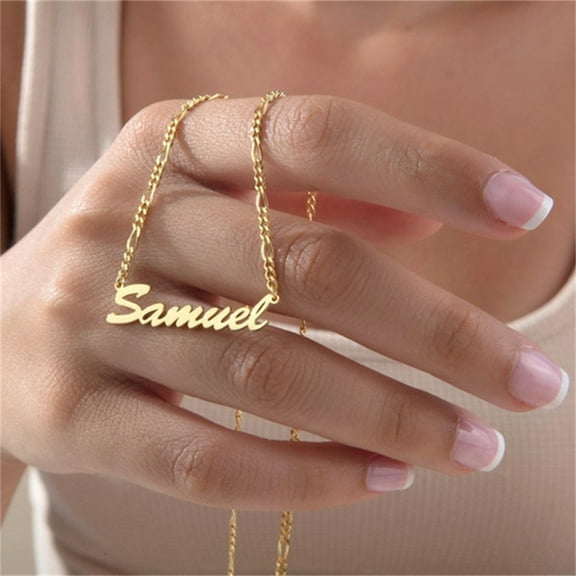 Custom Name Necklaces for Women Personalized Cursive Letter Necklace 14K Yellow Gold Mens Nameplate Pendant Choker Gold Jewelry