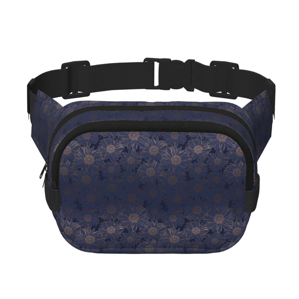 Fotbe Sunflowers Cangurera Cuadrada con Estampado de Doble Capa, Bolsa de Cintura Ajustable Mini para Hombres y Mujeres