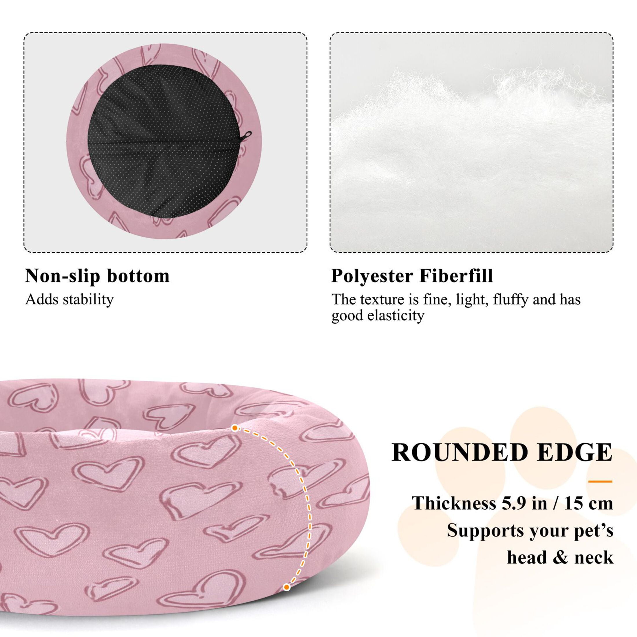 Iauyy Pet Couch Donut Cat Bed for Indoor Cats/Small Dogs Washable & Machine with Non-slip Bottom Calming Cat Furniture, Heart-shaped Lines (M)