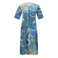 thumbnail image 3 of SMihono Robe d'Été Grande Taille pour Femmes 2023 à Col en V à Manches Courtes Robe Imprimée Robe Décontractée avec Poches, 3 of 4