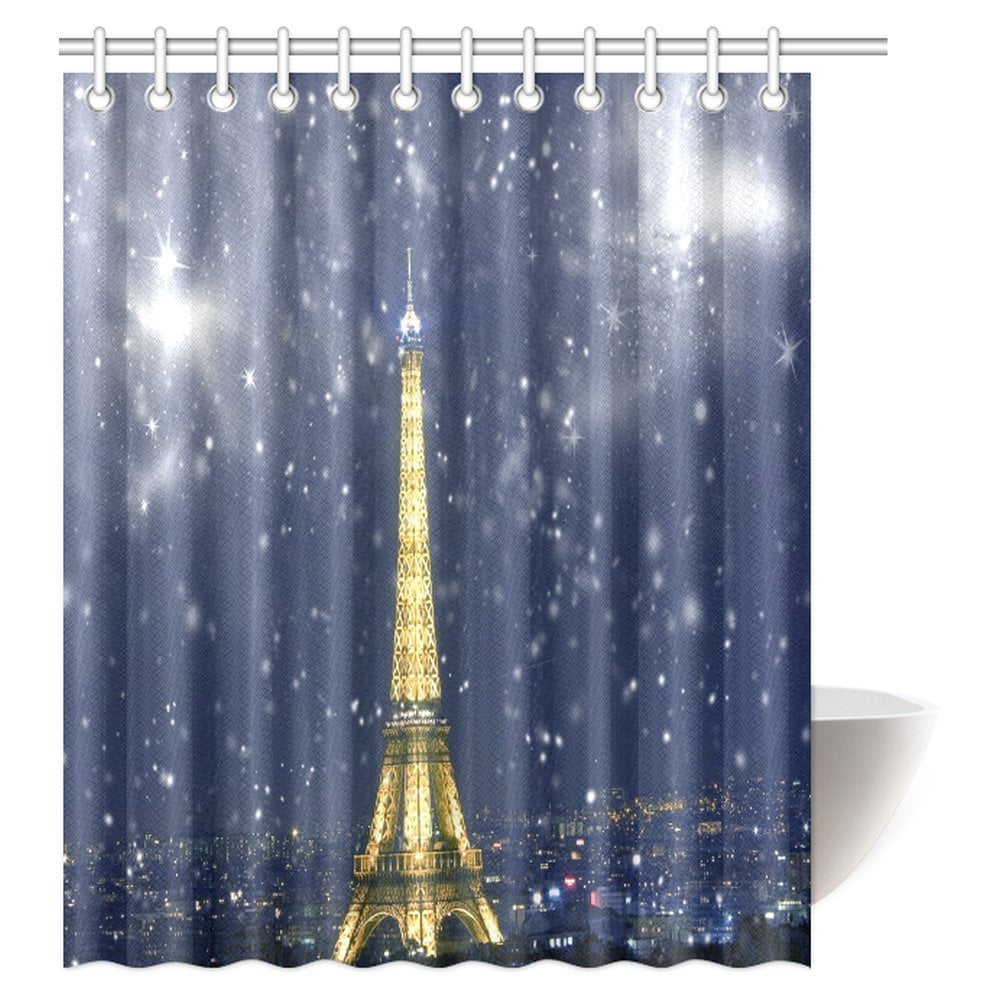 MYPOP Celebration of Christmas in Paris Shower Curtain, Eiffel Tower