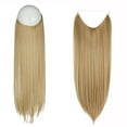 thumbnail image 2 of SHCKE Secret Hair Extensions 22 Inch Invisible Ash Blonde Mix Bleach Blonde Hair Extension Hidden Straight Hair Extensions with Transparent Wire Removable Secure Clips Fish Line Extensions, 2 of 6
