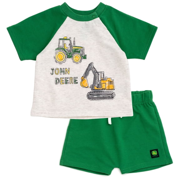 John Deere French Terry T-Shirt and Shorts Outfit Set Newborn to Little Kid