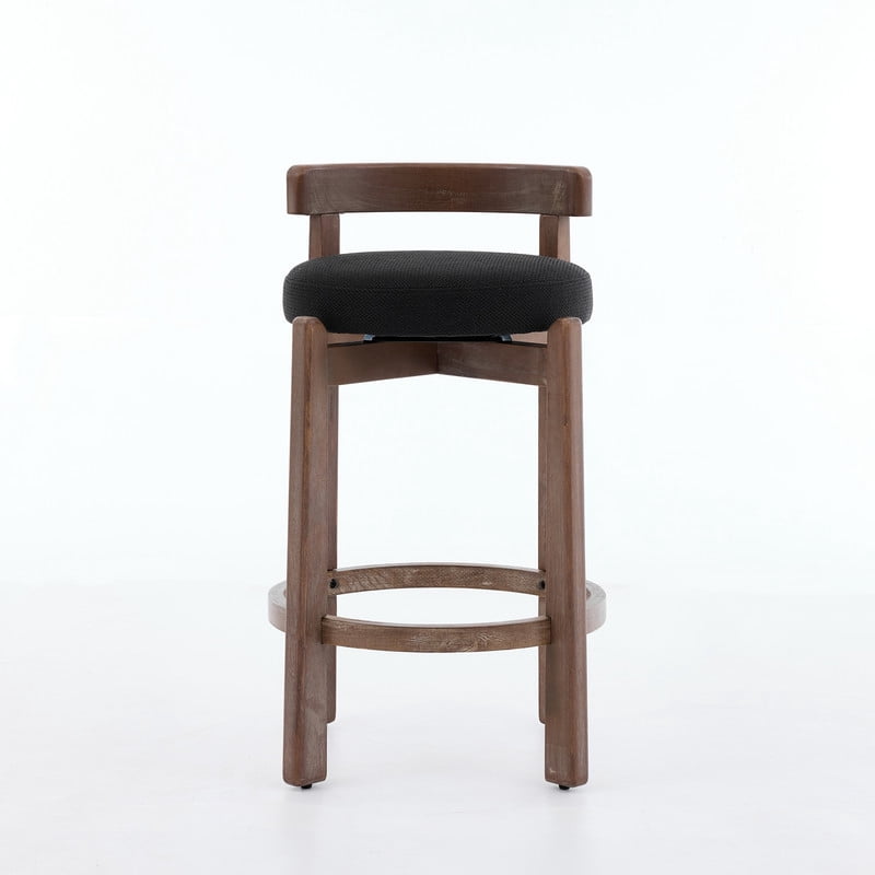 26'' Seat Height Swivel Bar Stools Set of 2, Mid-Century Modern Counter Stools, Linen Upholstered Pub Chairs with Footrest