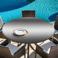 thumbnail image 6 of Black Grey Ombre Round Tablecloth 55-60 Inch Round Fitted Table Cloth with Elastic Edge, Contemporary Abstract Gradient Waterproof Table Cover Protector for Outdoor Picnic Party Dining, 6 of 9