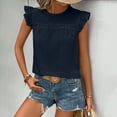 thumbnail image 2 of Women Summer Tops Womens Lace Short Sleeve Blouses V Neck T Shirt Dressy Casual Tops Workout Tee Womens Baseball Mom Women Pocket Short Ladies Work Blouse Long Neck Shirt Fall Set Tee Shirts Navy L, 2 of 6
