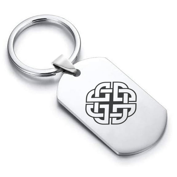 Stainless Steel Celtic Shield Knot Dog Tag Keychain Circle Ring