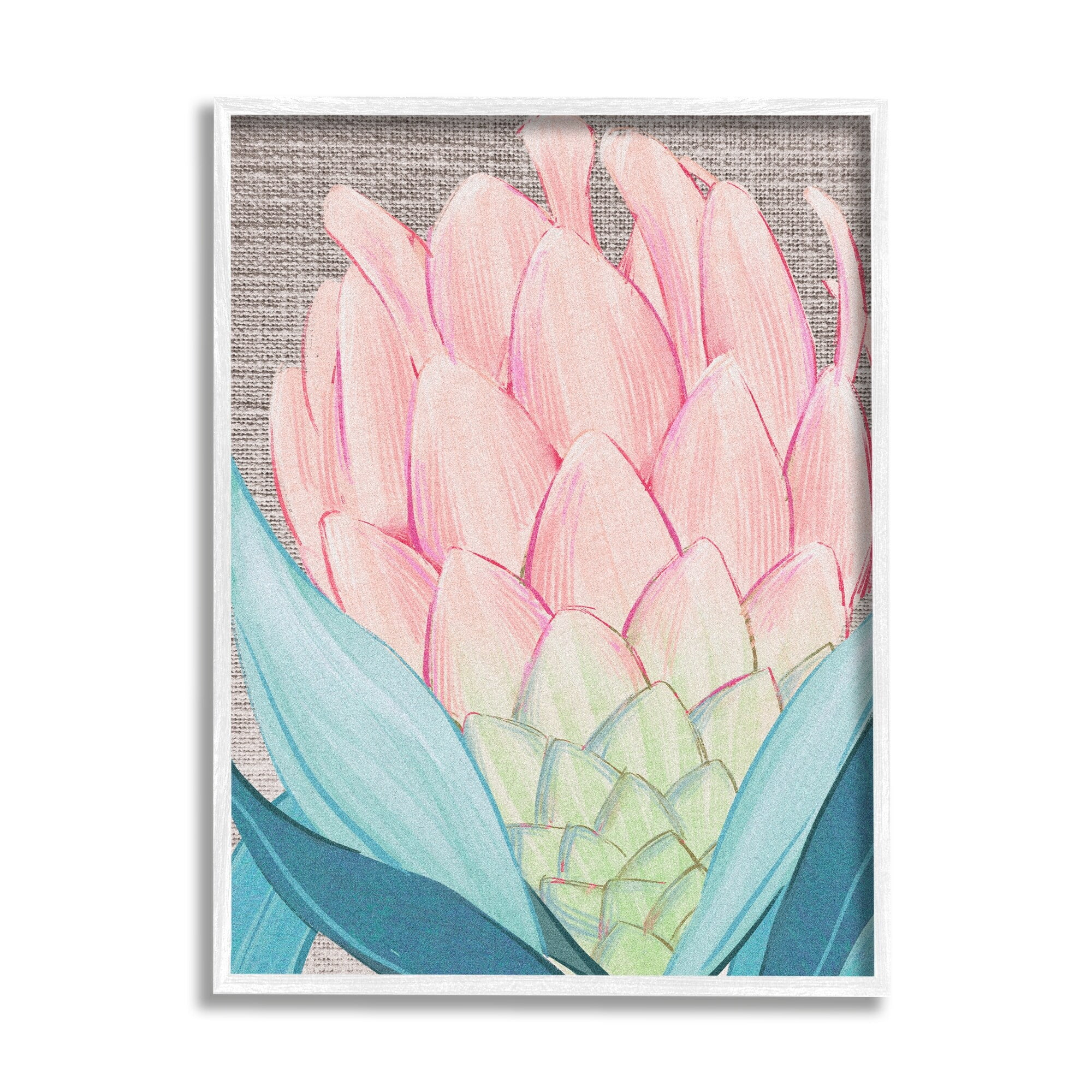 Stupell Industries Hatched Pattern Dahlia Bud Pink Spring Blooms Framed Wall Art, 16 x 20, Design by Ziwei Li