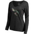 thumbnail image 2 of Women's Black Charlotte Hornets Lovely V-Neck Long Sleeve T-Shirt, 2 of 3