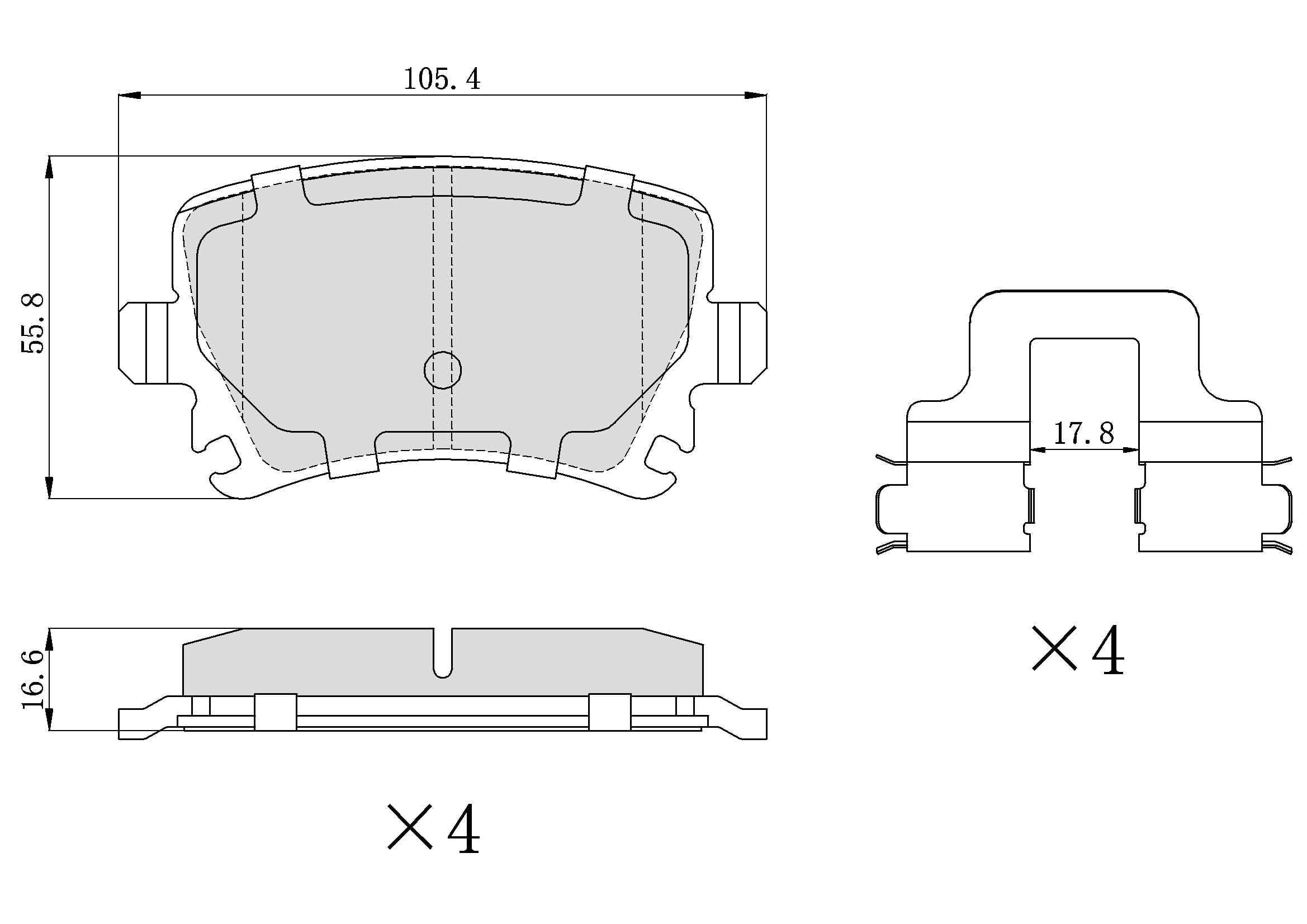 Winstop Brake Pad Set, Rear WS.1108.0.M, Volkswagen Jetta 2010-2005