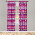 thumbnail image 3 of Ambesonne Owl Curtains, Cartoon Owls and Flowers, Pair of 28"x95", Multicolor, 3 of 5