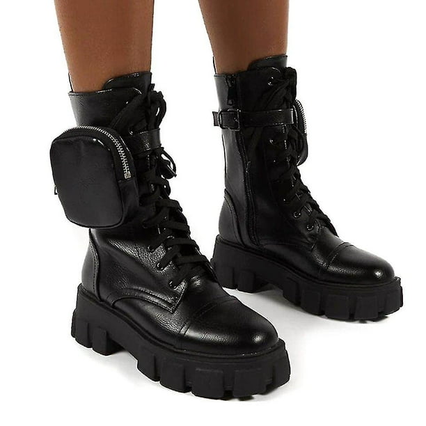 Lace up biker ankle boots cheap