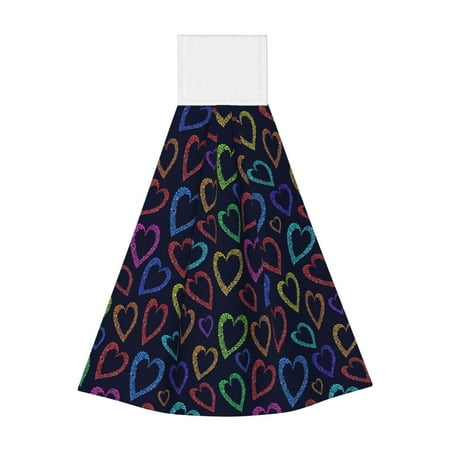 

Sikiie Colored Hearts Hand Towel with Loop Hanging Towel Absorbent Tie Towels for Kitchen Tea Bar Bathroom Decor