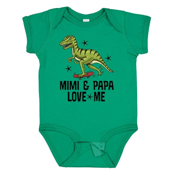 Inktastic Mimi and Papa Love Me Grandchild Dinosaur Boys Baby Bodysuit