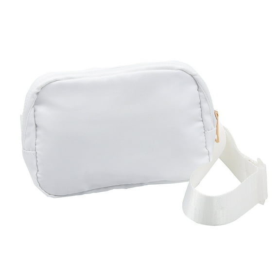 Fun Express 8 1/4" x 5 1/2" White Polyester Crossbody Belt Bags – 6 Pieces