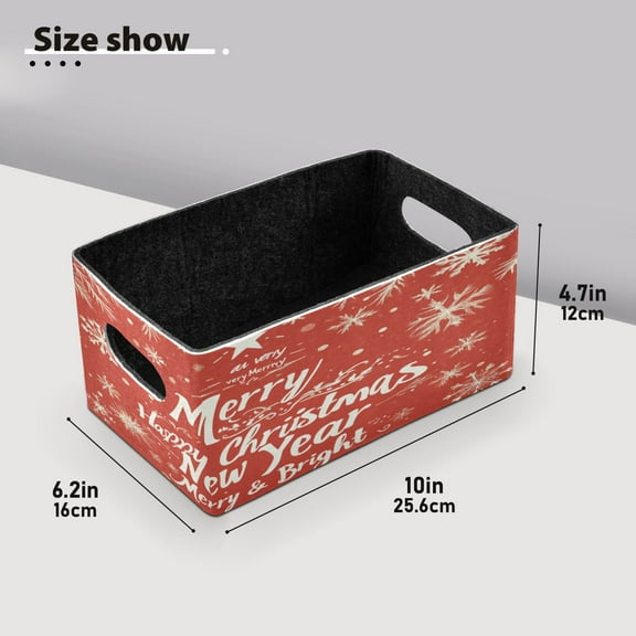 BZSMCE Shelf Baskets Leaf and Snowflak for Merrh Christmas Pattern Storage Cube Bins 10.1*6.3*4.7in Set of 2