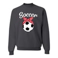 thumbnail image 2 of Wild Bobby, Cute Soccer Mom Ribbon Soccer Ball Gift Sports, Mother's Day, Unisex Crewneck Graphic Sweatshirt, Charcoal, Large, 2 of 3