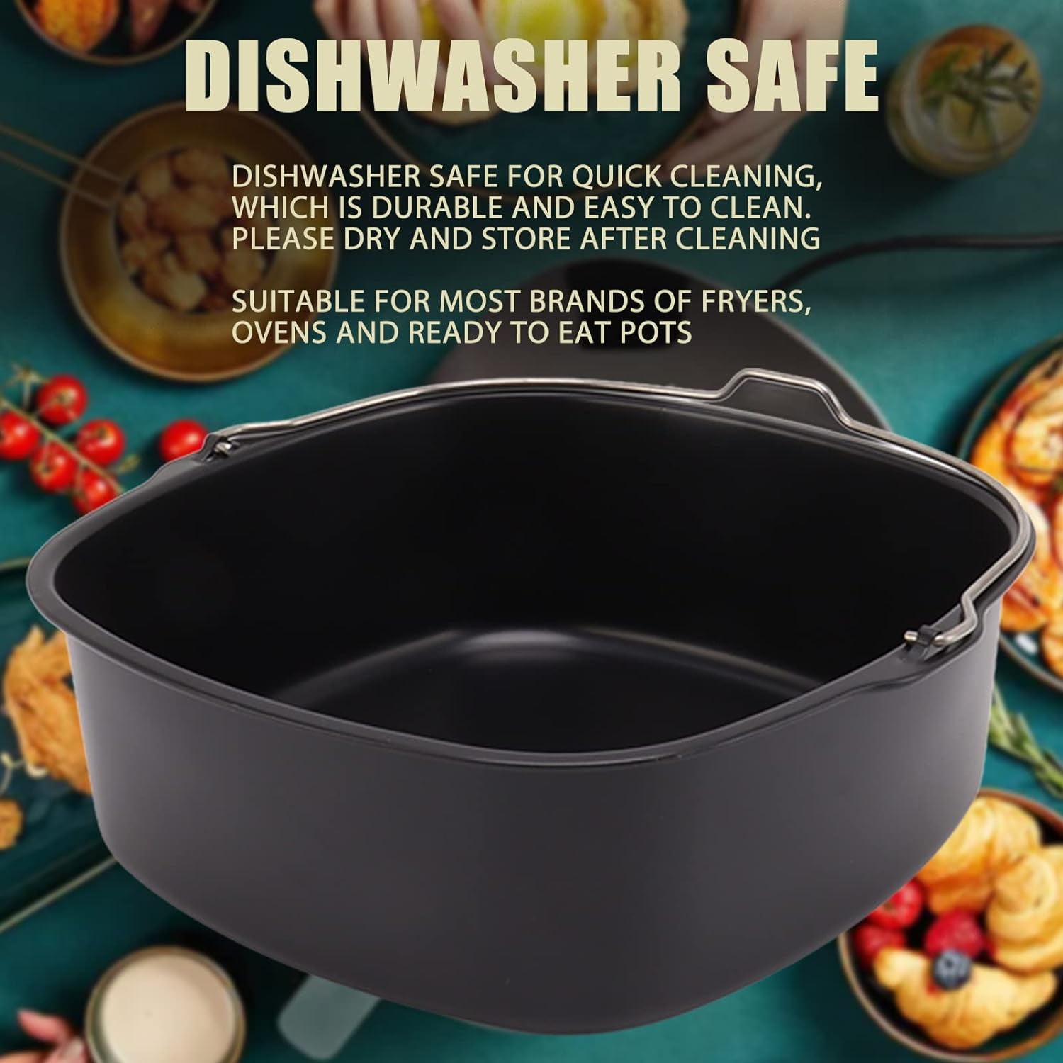 ABCISI Air Fryer Accessory, Nonstick Air Fryer Cake Barrel for Home Kitchen, Pizza Bread Baking Pan for 3.8QT-8QT Standard Deep Fryers, Dishwasher Safe (8 inch)