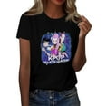 thumbnail image 1 of Pop cazadora para niña Demon Hunters Graphic Round-Neck Short Sleeve T Shirt For Kids Youth Fashion Tee With Cartoon Print Design Soft Blend Top For Children （Black）, 1 of 3