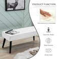 thumbnail image 5 of Foredo Waterproof PU Leather Upholstered Accent Bench, Modern Entryway Bench with Button Tufting and Solid Wood Legs, Indoor Bench for Bedroom Living Room, White, 5 of 7
