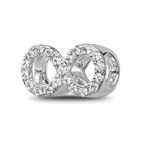 12mm 925 Sterling Silver Reflections Rhodium Plated Cubic Zirconia Infinity Bead Charm Pendant Necklace for Women