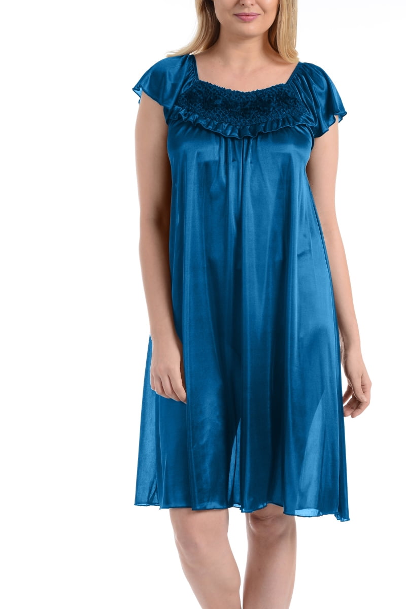 EZI - Womens Satin Silk Ruffle Sleeveless Nightgown By EZI - Walmart ...