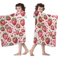 thumbnail image 4 of Red Strawberry Plants Fruit Heart Hooded Bath Towel，50"x30" for Ages 3 To 12 Kids, Quick Dry Lightweight Soft Microfiber Hood Beach Towel Cover Up for Kids, 4 of 7