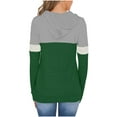 thumbnail image 4 of Womens Long Sleeve Hoodie Sweatshirt Contrast Hooded Drawstring Color Block Top, 4 of 4