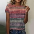 thumbnail image 2 of DeHolifer Women's T-Shirts Plus Size Casual Crewneck Strip Printed Short Sleeve Pullover Tops Summer Loose T-Shirts Multicolor 2XL, 2 of 4