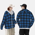 thumbnail image 4 of Fotbe Blue Black Plaid Chaqueta con Protección Solar UPF 50+ para Hombre y Mujer, Camisa con Capucha y Bolsillos-3X-Large, 4 of 7