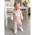 thumbnail image 4 of RUINIXCW Toddler Baby Girl Boy Silk Satin Pajamas Set Kids Spring Fall Winter PJS Set Sleepwear Striped Button Down Collar Long Sleeve Shirt Tops and Pants Set Loungewear Homewear, 4 of 9