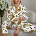 thumbnail image 6 of Picia Honey Pattern Women’s Long-Sleeve Sleepwear Set - Soft 2-Piece Loungewear with Pockets, Comfy PJs for Relaxing Nights-Large, 6 of 7