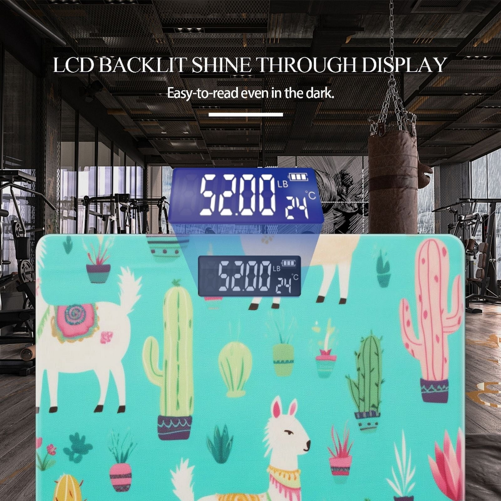 High Precision Body Weight Scale Smart Bathroom Scales with Large LCD Display(400lbs),Decorative for Bedroom-Cute All-Over Precipitation Design Turquoise Background