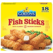 Gorton’s Crunchy Breaded Fish Sticks from Real Fish, Wild Caught Alaskan Pollock, Frozen, 18 Count per pack, 11.4 Oz